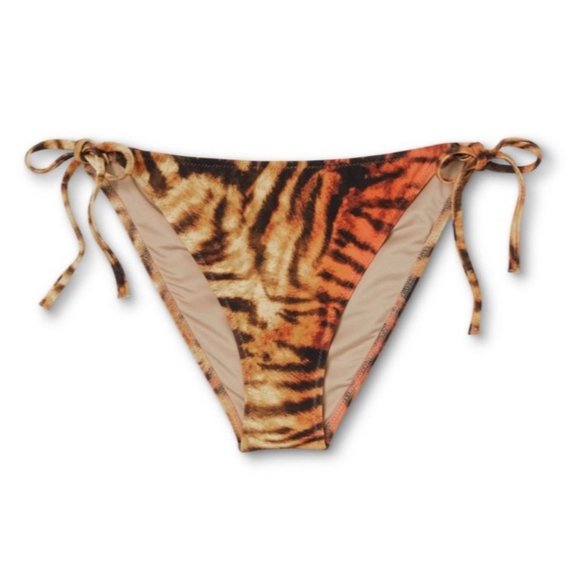 Shade & Shore Tiger Print Cheeky Triangle Bikini Bottom Bathing Swim Small - Picture 3 of 10